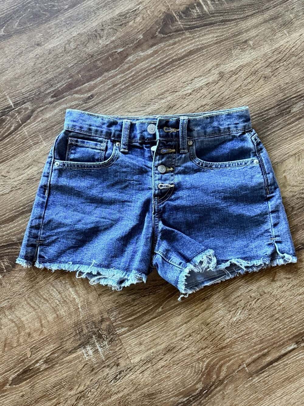 Old Navy Girls High-Rise Adjustable Waist Button Fly Denim Cut-Off Shorts Size 1